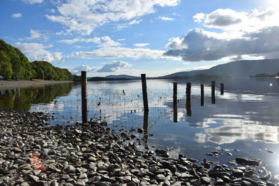 Scenic view of lake against sky