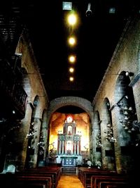 Illuminated cathedral in temple