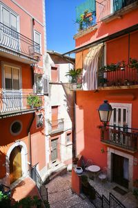 A narrow street of guardia sanframondi, a village in the province of benevento, italy.