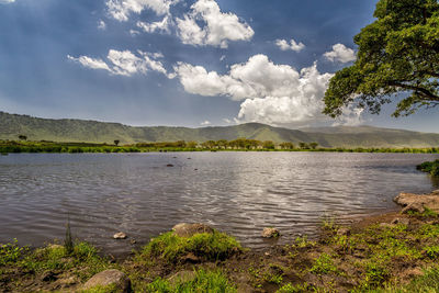 Scenic view of lake against sky