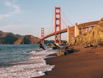 Suspension bridge over sea