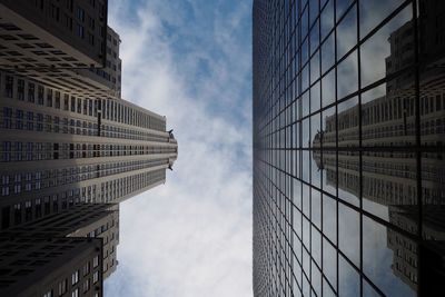 Low angle view of skyscrapers against sky