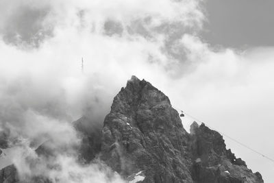 Low angle view of rock formations against sky