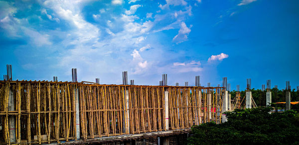 Panoramic view of construction site against sky