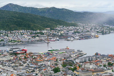 High angle view of townscape against sky