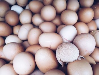 Full frame shot of eggs for sale at market