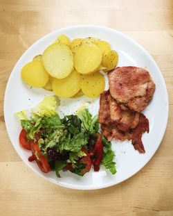 High angle view of meal served in plate