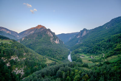 Scenic view of mountains against clear sky