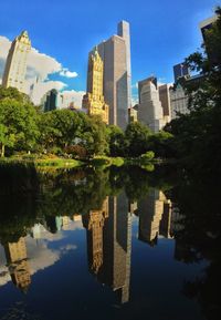 Reflection of buildings in water