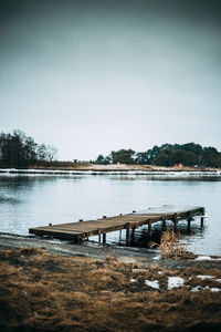 Scenic view of lake against clear sky