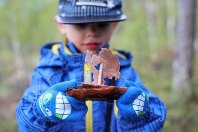 Close-up of boy holding ice cream