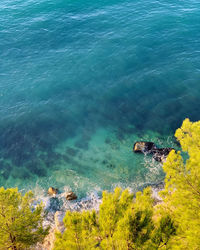 High angle view of sea shore