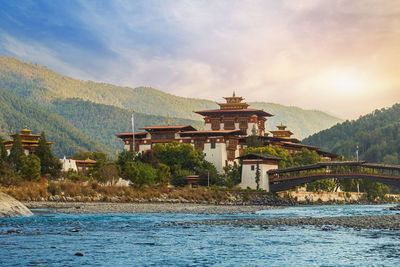 Amazing view of the famous punakha dzong in bhutan