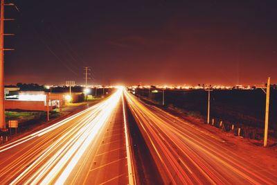 Light trails on roads at night