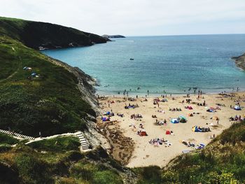 High angle view of beach against sky