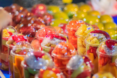 Close-up of multi colored candies for sale