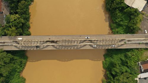 High angle view of bridge over river against sky