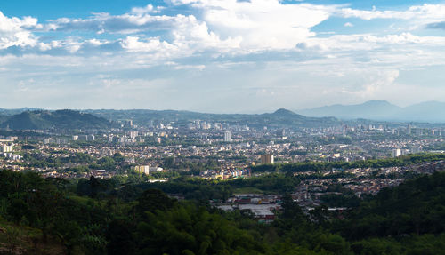 High angle view of townscape against sky