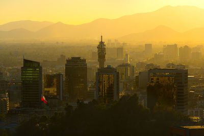 City skyline of the historic downtown and civic center at santiago de chile.