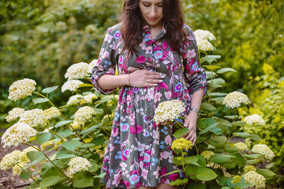 Woman holding flowers