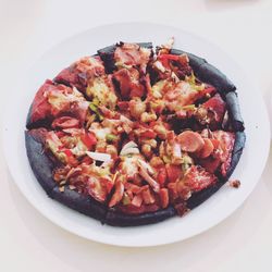 High angle view of food in plate