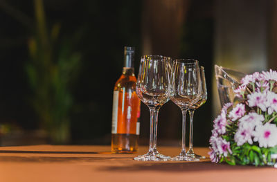 Close-up of wineglass on table