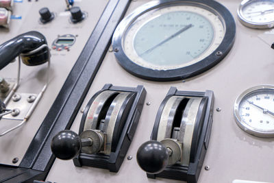 Close-up of controls in cockpit