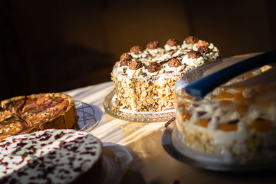 Close-up of dessert in plate on table