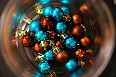 High angle view of decoration in glass container - xmas