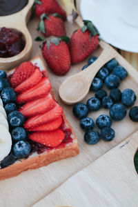 High angle view of food on table