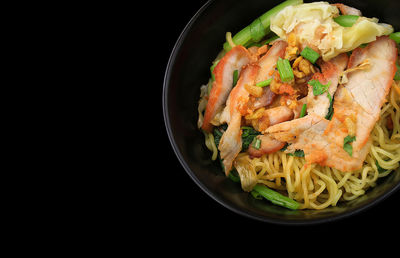 High angle view of food served in bowl