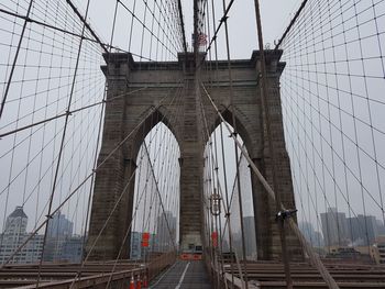 Low angle view of suspension bridge