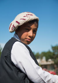 Little argentinian boy wearing traditional clothing