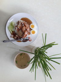 High angle view of food in bowl