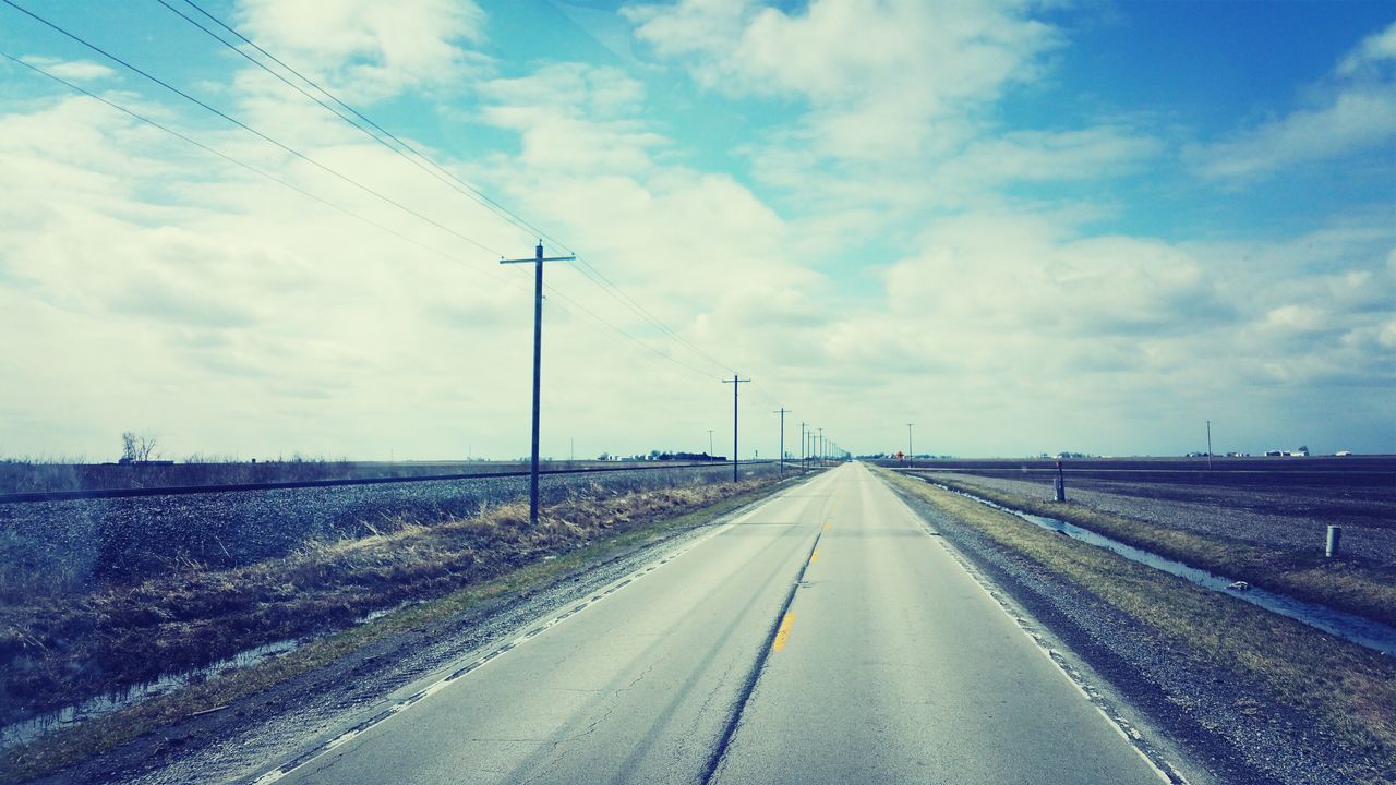 the way forward, diminishing perspective, transportation, road, sky, vanishing point, cloud - sky, road marking, cloud, long, empty road, cloudy, empty, country road, street, asphalt, day, blue, nature, landscape