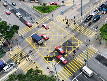 High angle view of traffic crossing road