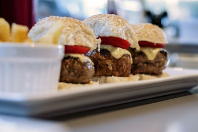 Close-up of breakfast on table