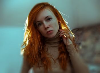 Portrait of beautiful woman young woman with redhead