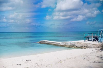 Scenic view of sea against cloudy sky