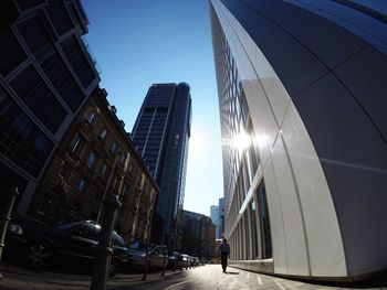 Modern skyscrapers against clear sky