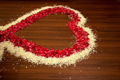 High angle view of cake on table