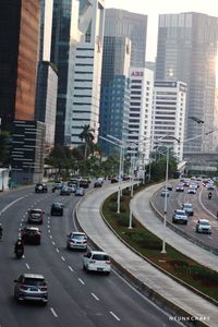 High angle view of traffic on city street