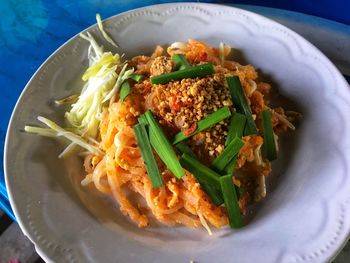 High angle view of meal served in plate