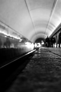 Surface level of railroad tracks in tunnel