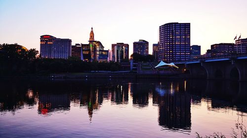 Reflection of buildings in city