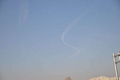 Low angle view of vapor trail against clear sky