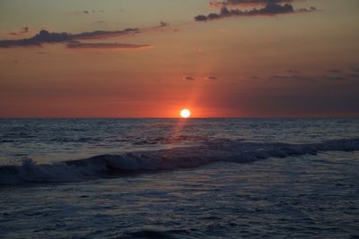 Scenic view of sea against sky at sunset