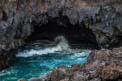 Rock formation in sea