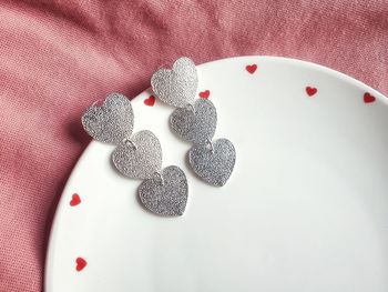 High angle view of heart shape on table