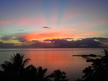 Scenic view of sea at sunset